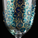 Two hand-painted wine glasses in a decorative hand-made box