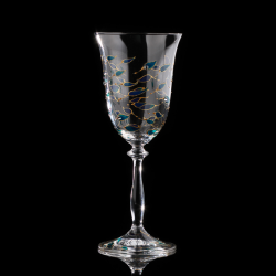 Unique wedding gift idea two hand-painted wine glasses Blue Reminiscence