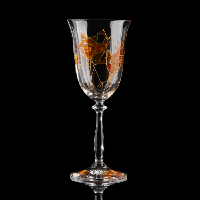 Artistic gift. Wine glasses Colorful Birds Collection
