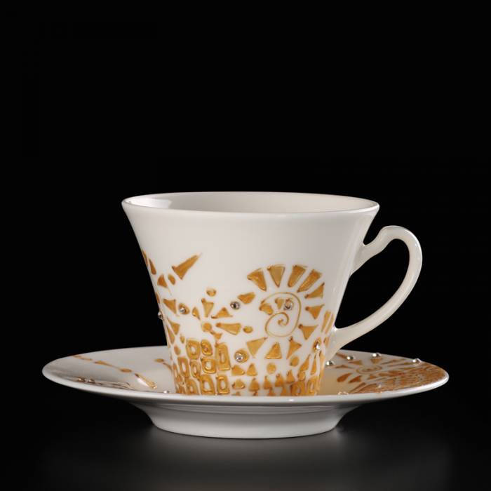Gift for women. Hand painted and decorated cup Inspired by Gustav Klimt